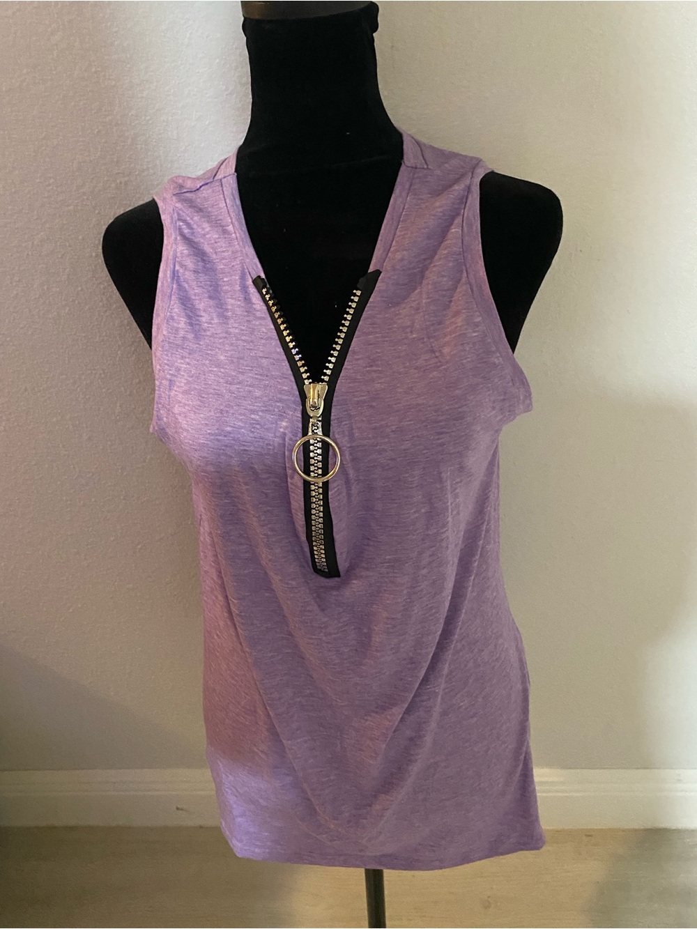 New wot Sleeveless Lavender Zip-Front Women's Tank Top med